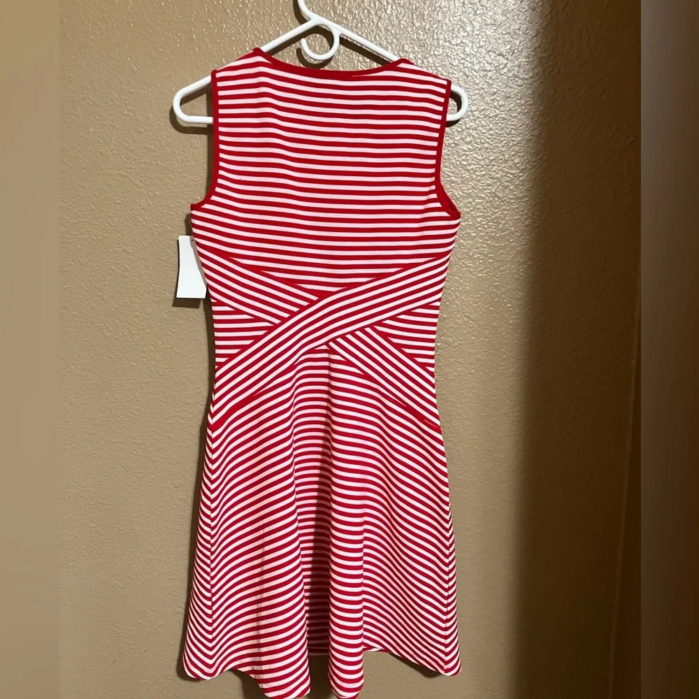 Red and White Casual Fit and Flare Mini Dress - Picture 2 of 4